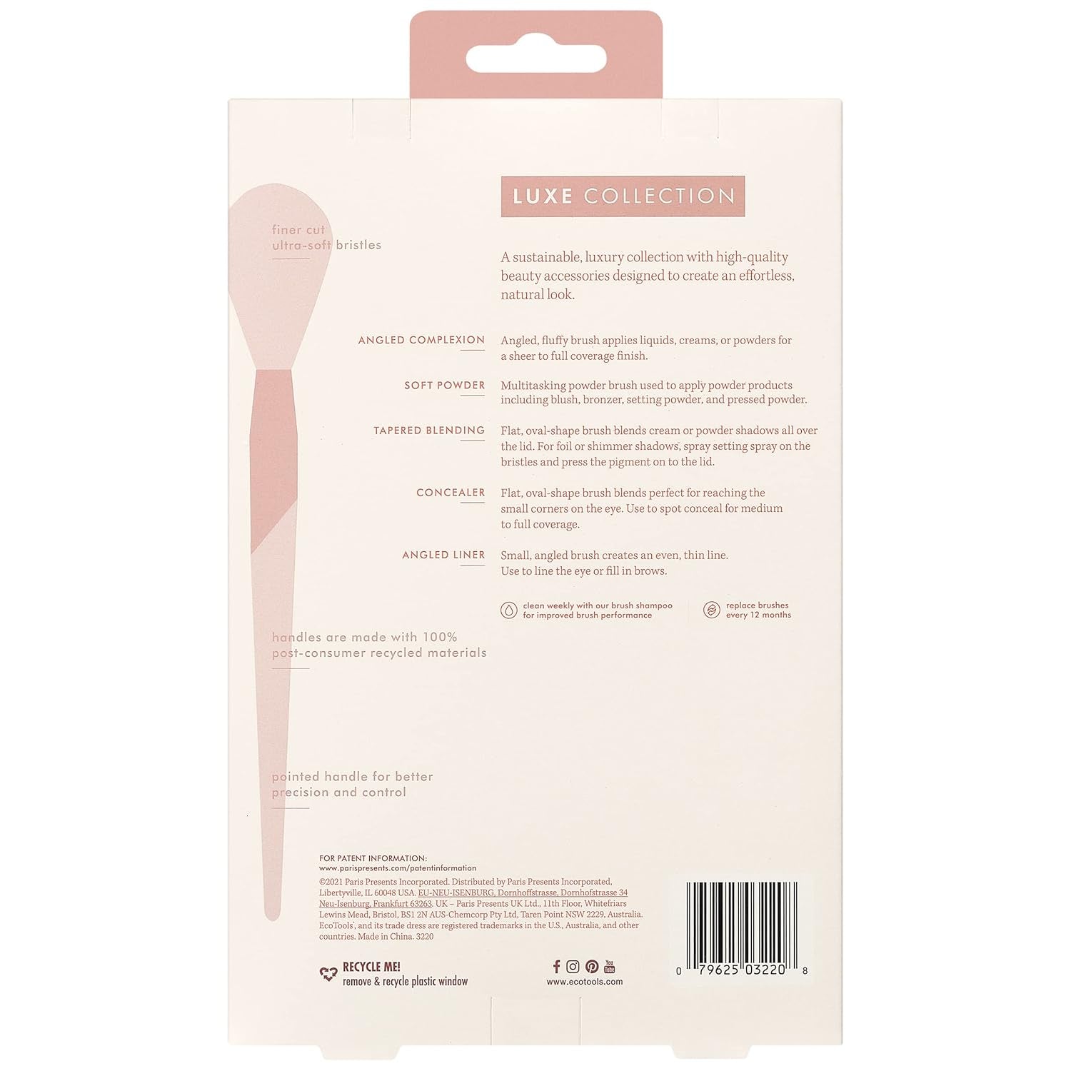 Luxe Natural Elegance Professional Face Makeup & Foundation Brush Set, Premium Brush Kit for Face, Cheek, & Eye Makeup, Synthetic Makeup Brushes, Vegan & Cruelty-Free, 5 Piece Set